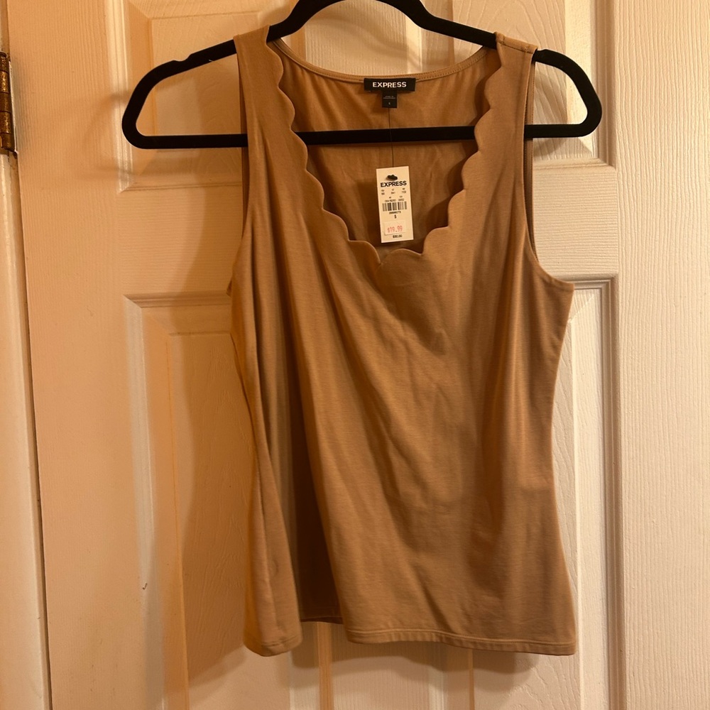 Express Tan Scalloped Tank Top
